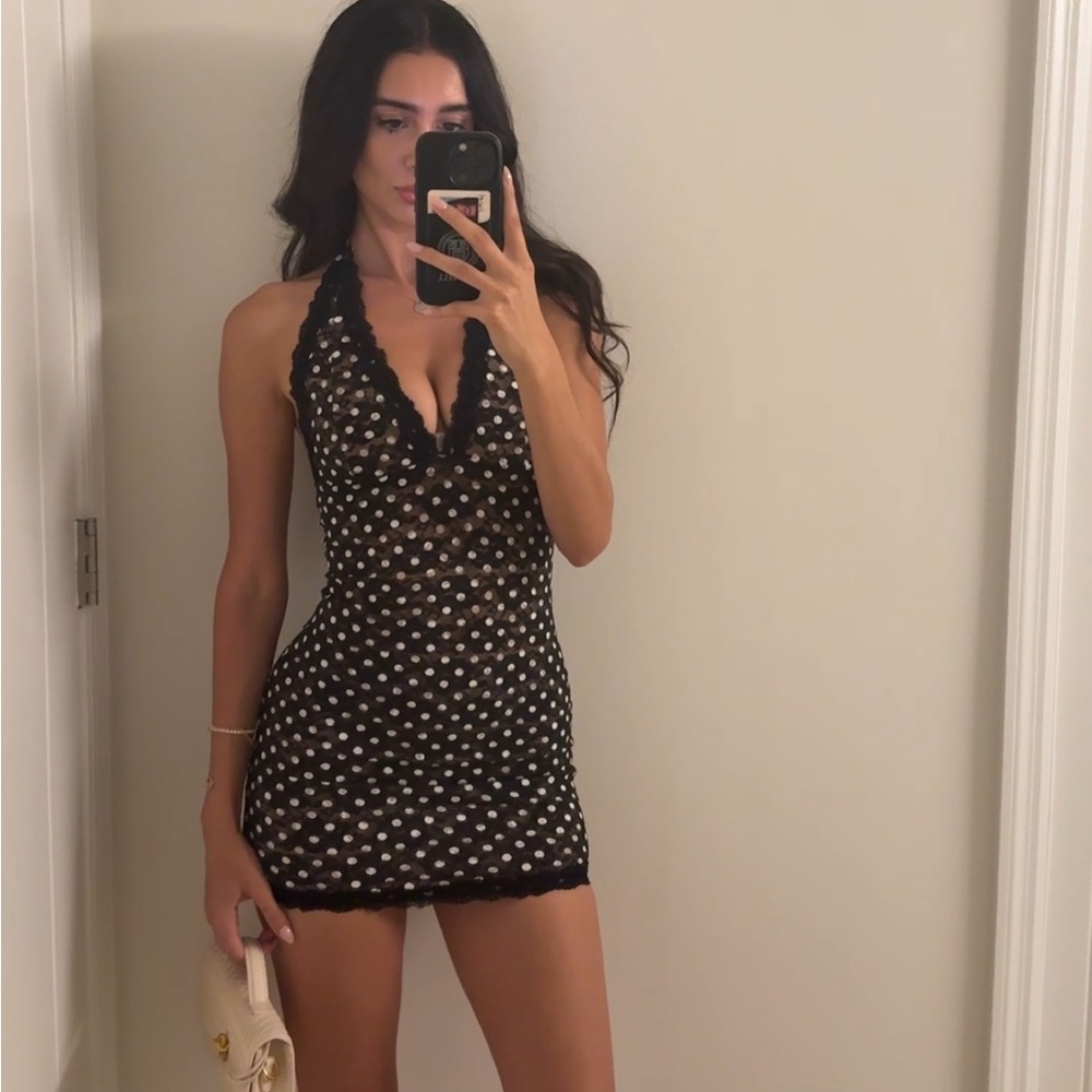 SOLD I.AM.GIA Black and White Polka Dot Mini Dress